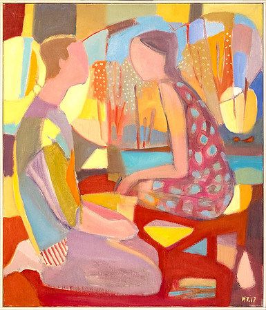 MARIS TUULING "Figuurid punasel" 2017 (70x60 cm, õli, lõuend)