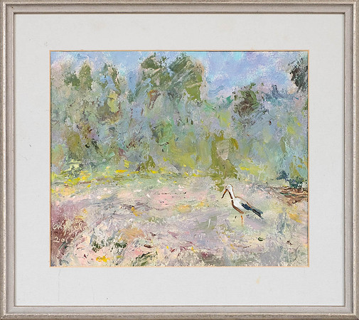 ANGELA REIDLA "Maastik kurega" 2015 (25x30 cm, õli, papp)