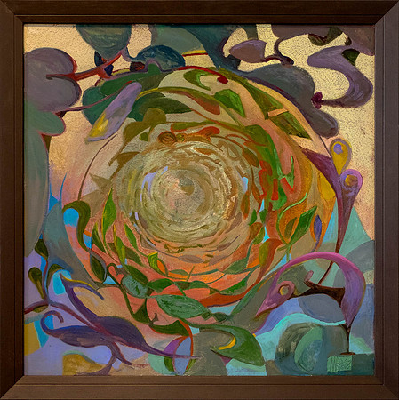 MARTTI RUUS "Üks õis" 2017 (97x97 cm, õli, HDF)