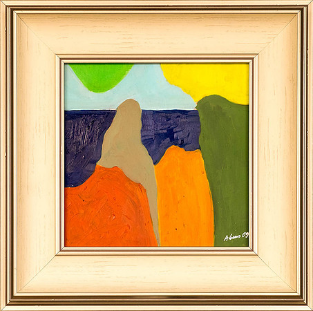 ARTUR KUUS "Vaade kempsu aknast Riiskale" 2009 (24x24 cm, õli, papp)
