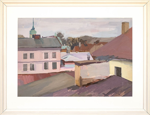 MAIRE AARSALU "Tartu katused" 1994 (40x58 cm, guašš, paber)