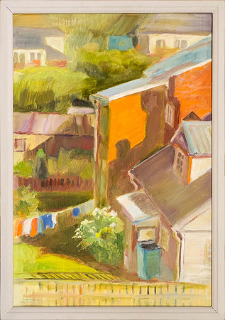 MARI-ANN REMMEL "Õhtupäike Tähtvere hoovis" 2014 (59x40 cm, õli, papp)