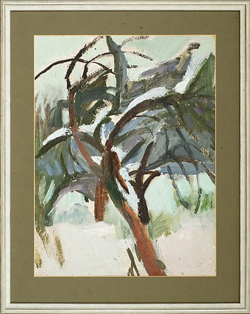 KATRIN MOORA "Lumised puud" (29x39 cm, õli, papp)