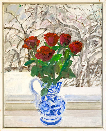 MARE SÄKK "Roosid aknal" 2010 (46x36 cm, õli, lõuend)