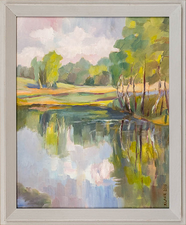 KOIDU LAUR "Hommik tiigi ääres" 2016 (50x40 cm, õli, papp)