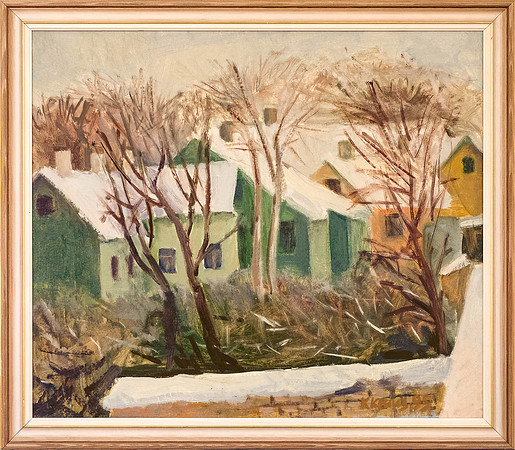 KAJA KRUUS "Vaade Supilinna aknast" 1995 (39x45,5 cm, õli, papp)