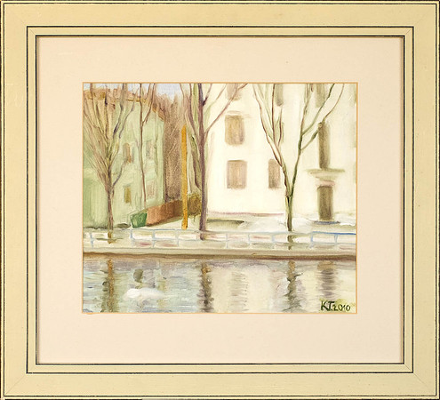 KÜLLI TRUMMAL "Emajõe tn. majad" 2010 (22,5x27 cm, õli, papp)